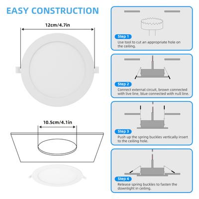 TEMU 10pcs Of 3w, 6w, 9w, 12w, 15w, 18w, And 24w Led Recessed Lights, 6500 K Recessed Lights For Bathroom And Hallway Ceiling Spotlights. Image
