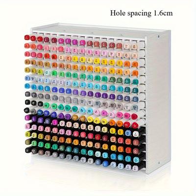 TEMU 240-compartment White Plastic Pen Holder - Creative Desktop Organizer For , Office Accessory | Durable Stationery Storage Box With Colorful Marker Slots, Pen Holder For Desk Image