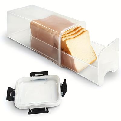 TEMU 1pc Airtight Bread Box With Lid – Clear Plastic Food Storage Container With Inner Compartments, Reusable Rectangular Bread Keeper For Freshness, Kitchen Organization Essential, Image