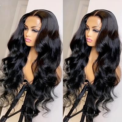 TEMU Funky Girl 4x4 Transparent Lace Front Human Hair Wig - Body Wave 150% Density Pre-plucked With Baby Hair, Breathable Lace Closure Natural Look For Women Of All Image