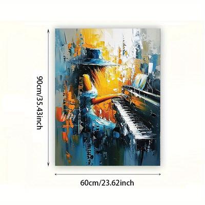 TEMU Large Modern Abstract Woman Playing Canvas Art Print – & Yellow Wall Decor For Living Room Or Bedroom, 23.62x35.43 Inches, Decoration, Bedroom Decor | Vibrant Wall Art | Image