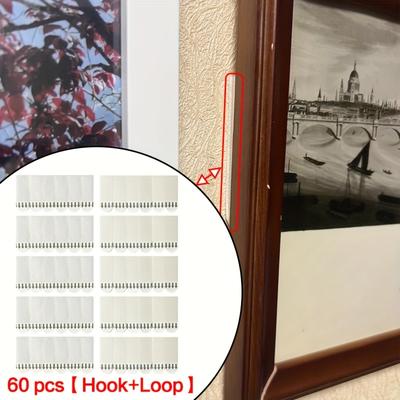 TEMU 60pcs Heavy-duty Adhesive Picture Strips, Double-sided Tape For Secure Mounting On Glass & Wood, No-hole Needed, Ideal For Photos & Christmas Decor, Compatibility, Best For Christma Image