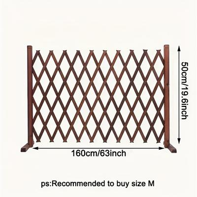 TEMU Wooden Pet Gate, Adjustable Retractable Fence, Suitable For Dogs And Cats, Easy To Assemble, Made Of Durable Wood, Suitable For Bedroom, Patio, And Living Room Image