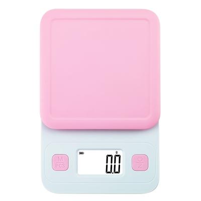 TEMU Blue And Pink Kitchen Scale Cute Colorful Small Kitchen Scales, Suitable For Cooking Food, Baking Breakfast Making, 7 Unit Conversions 3kg/0.1 Precision Suitable As Gifts Image