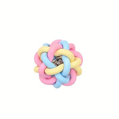 TEMU Colorful Braided Rubber Toy For Small Dogs And Cats - Chew Toy For Teeth Cleaning, Interactive Play, And (5.5cm Diameter), Small Pet Accessory | Braided Design | Thermoplastic Rubber Toy Image