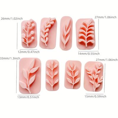 TEMU Leaves Clay Stamps - 8 Shapes Clay Cutters For Polymer Clay Jewelry Making, Work With Polymer Clay Cutter, Leaves Polymer Clay Cutters For Earrings, Polymer Clay Stamps And Molds Image
