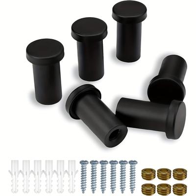 TEMU 6pcs Modern Bathrobe & Towel Hooks - Matte Black Stainless Steel Wall Hooks With Screws, Corrosion-resistant Heavy Duty Hooks For Bathroom, Kitchen, Bedroom - , , Space-saving Storage Accessories Image