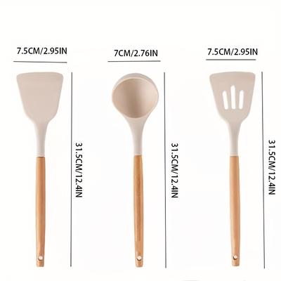TEMU 3/5pcs, Silicone Kitchen Utensil Set, Silicone Spatula, Silicone Ladle, Silicone Frying Spatula, Food Tongs, Whisk, Kitchen Tools, Baking Tools, Food Tongs, Cooking Utensil Set Image