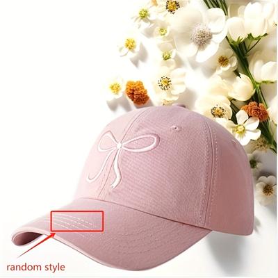 TEMU 1pc/2pcs Pink Bow Baseball Hat, Cute And Sweet Easter Day, Perfect Gift Suitable For Outdoor Sports Image