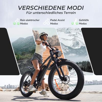 TEMU Men's Women's E Bike, 26*1.95 Inch E-mountain Bike, Removable 10.4ah Battery, 7-speed Pro, Fast Charging, 5 Riding , Electric Bike Range Max , 250w Motor Max 25km/ Bike With Mudguard Image