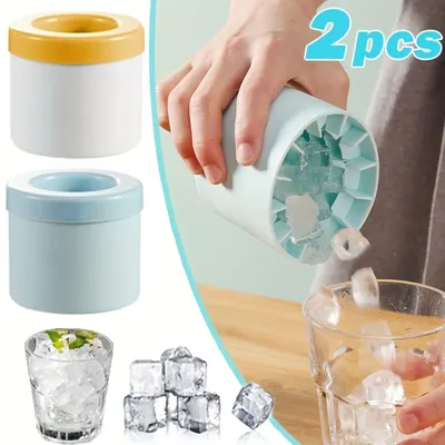 2pcs Silicone Ice Cube Mold Round Ice Bucket Summer Home DIY Refrigerator Freeze Ice Maker Creative Ice Cube Mold Barware Tool