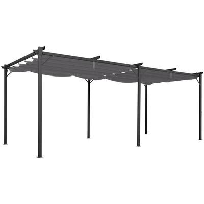 Idmarket - Pergola einziehbares Dach 4 Beine 3x6 m Laube anthrazitgrau
