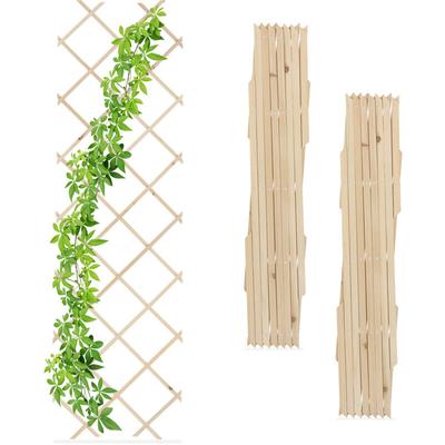 Relaxdays - Rankgitter ausziehbar, 3er Set, 180x60 cm, Holz, Wandmontage, Rankhilfe Image