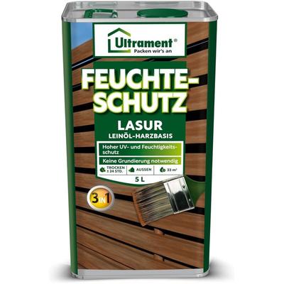 Ultrament - Feuchteschutz-Lasur 3-in-1, teak, Holzschutz, Dünnschichtlasur, Leinöl-Harzbasis, 5 Ltr Image
