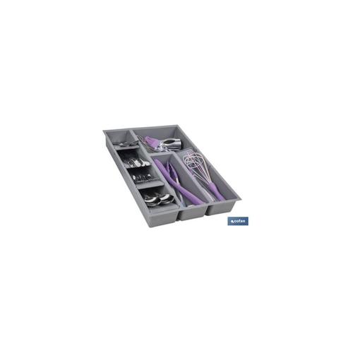 Besteck-Organizer mit 8 Fächern 30x45x6,5cm grau