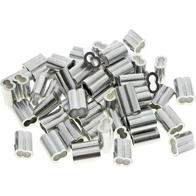 50 Stück doppelte Aluminiumhülsen, 3 mm Stahlkabelhülsen, Aluminium-Crimpschlaufenhülsenklemmen mit Image