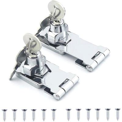 2 Stück Edelstahl-Türriegel mit Vorhängeschloss und Schlüssel, für Türen und Schränke, Schubladen, Image