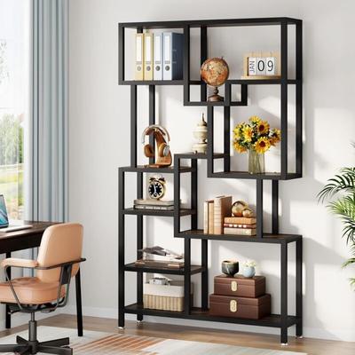 Tribesigns - Industrie 7-stufiges Bücherregal, 180cm hohes Etagere-Bücherregale, Holz-Bücherregal, Image