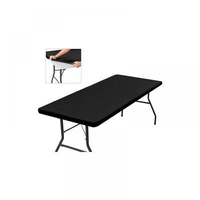 (120 x 58 cm) Schwarze, rechteckige Tischdecke, dehnbar, mit Gummizug, maschinenwaschbar, Image