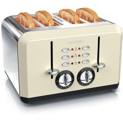 Toaster für 4 Scheiben, 1630 w, Automatik, Edelstahl, Wärmeisolierendes Doppelwandgehäuse, beige