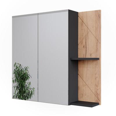 Badspiegelschrank Irma, Anthrazit/Goldkraft Eiche, 80 x 75 cm Vicco Image