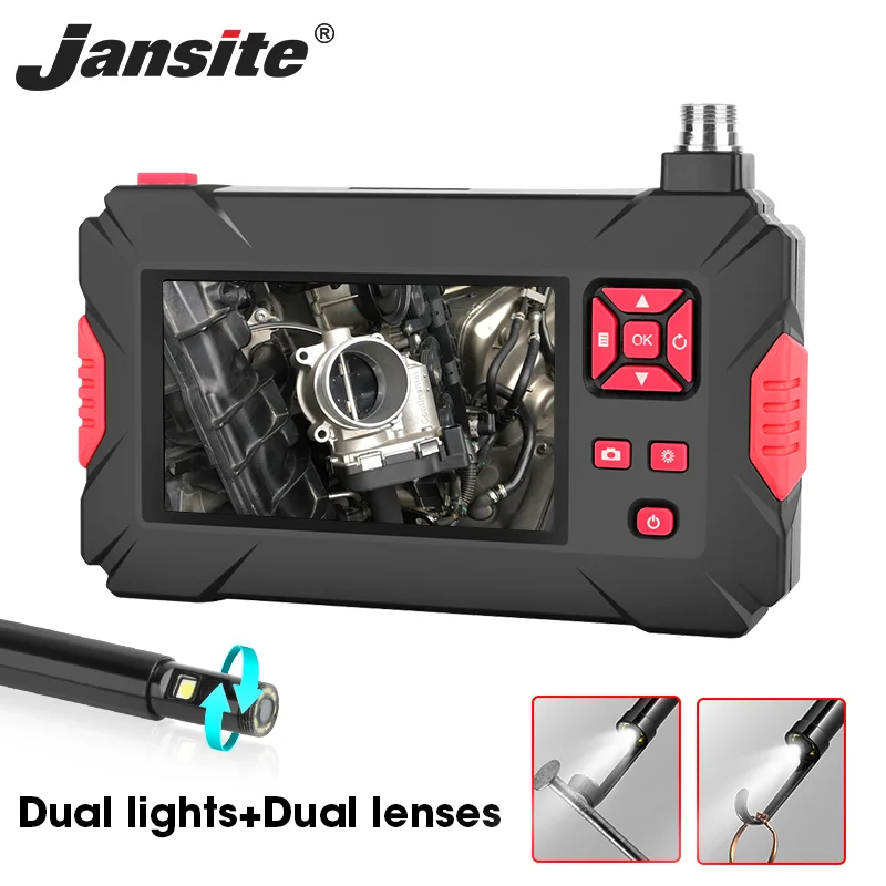 Jansite Endoskopkamera für Autoinspektionswerkzeuge 4,3-Zoll-IPS-Bildschirm 1080P Doppelobjektiv mit Licht IPX8-Spiegel Kfz-Werkzeuge Image