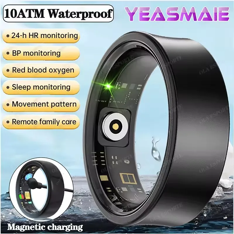 2025 neue Smart Ring Blut Sauerstoff Herzfrequenz Schlaf Monitor Sport GPS Tracking Remote Care 10 ATM Wasserdicht Männer Frauen Smartring Image