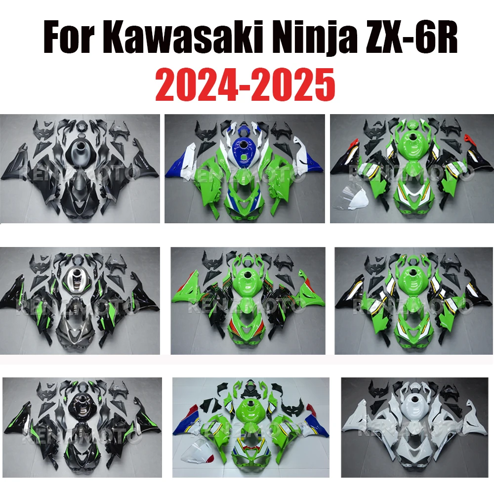 Motorrad-Formverkleidung für Kawasaki ZX6R 636 2024 2025, neues grün glänzendes Verkleidungsset Ninja ZX 6R 24 25, Karosserie-Schutz