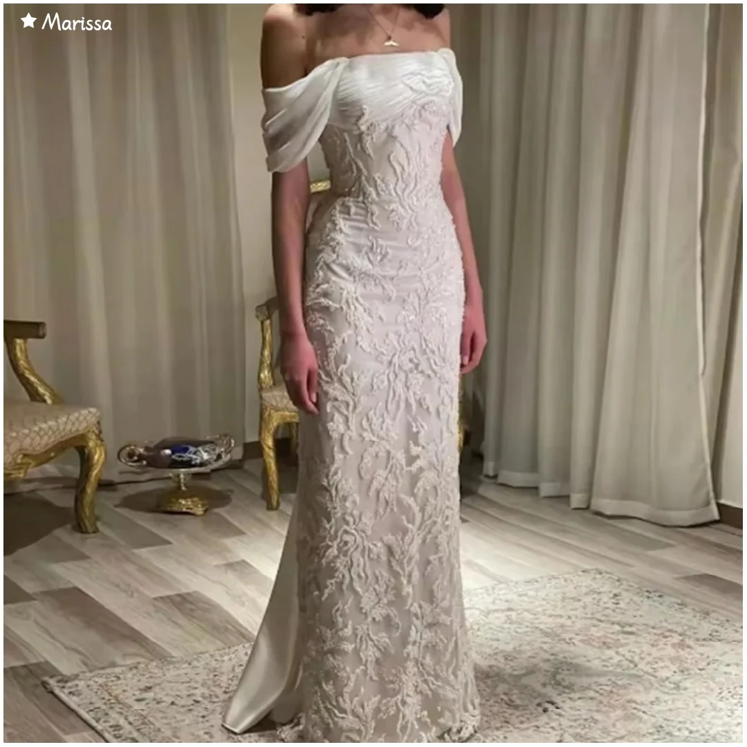 Marissa Off-Shoulder-Hochzeitskleid für Damen, Abendkleid für Damen, Fischschwanz, luxuriöse Abendkleider 2025, maßgeschneidert, süßer Abschlussball Image