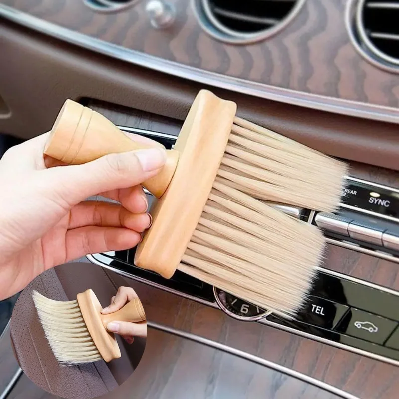 Detaillierungsbürste für den Innenraum des Autos aus Holz, Fenster-Details, Staubentfernungs- und Reinigungswerkzeuge, Innenreinigung, Automobilzubehör Image