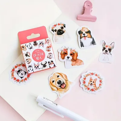 1 Box niedlicher Hund Tier Aufkleber Dekoration DIY Scrapbooking Aufkleber Tagebuch Label Aufkleber Image