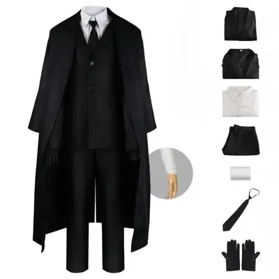 Bungo Straydogs Osamu Dazai Anime Cosplay Port Mafia Komplettset Schwarzer Trenchcoat Perücke Hemd Image