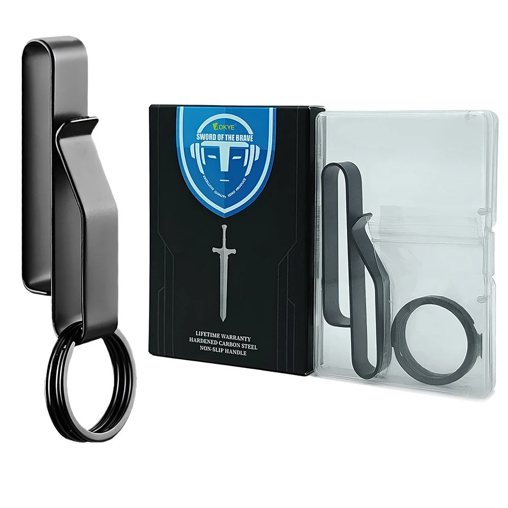 Taktischer Schlüsselanhänger, schwarzes Edelstahl-Schlüsselanhänger-Set für Herren – 2 Schlüsselringe mit Papierbox und Kunststoffgehäuse, langlebiger Geschenkschlüsselhalter Image