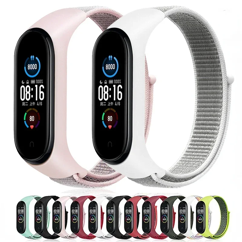 Nylon-Schlaufenarmband für Xiaomi Mi Band 7 6 5 4 3 Armband Armband Correa Sport Miband 7 6 Armband Mi Band 7 6 5 4 3 Zubehör Image