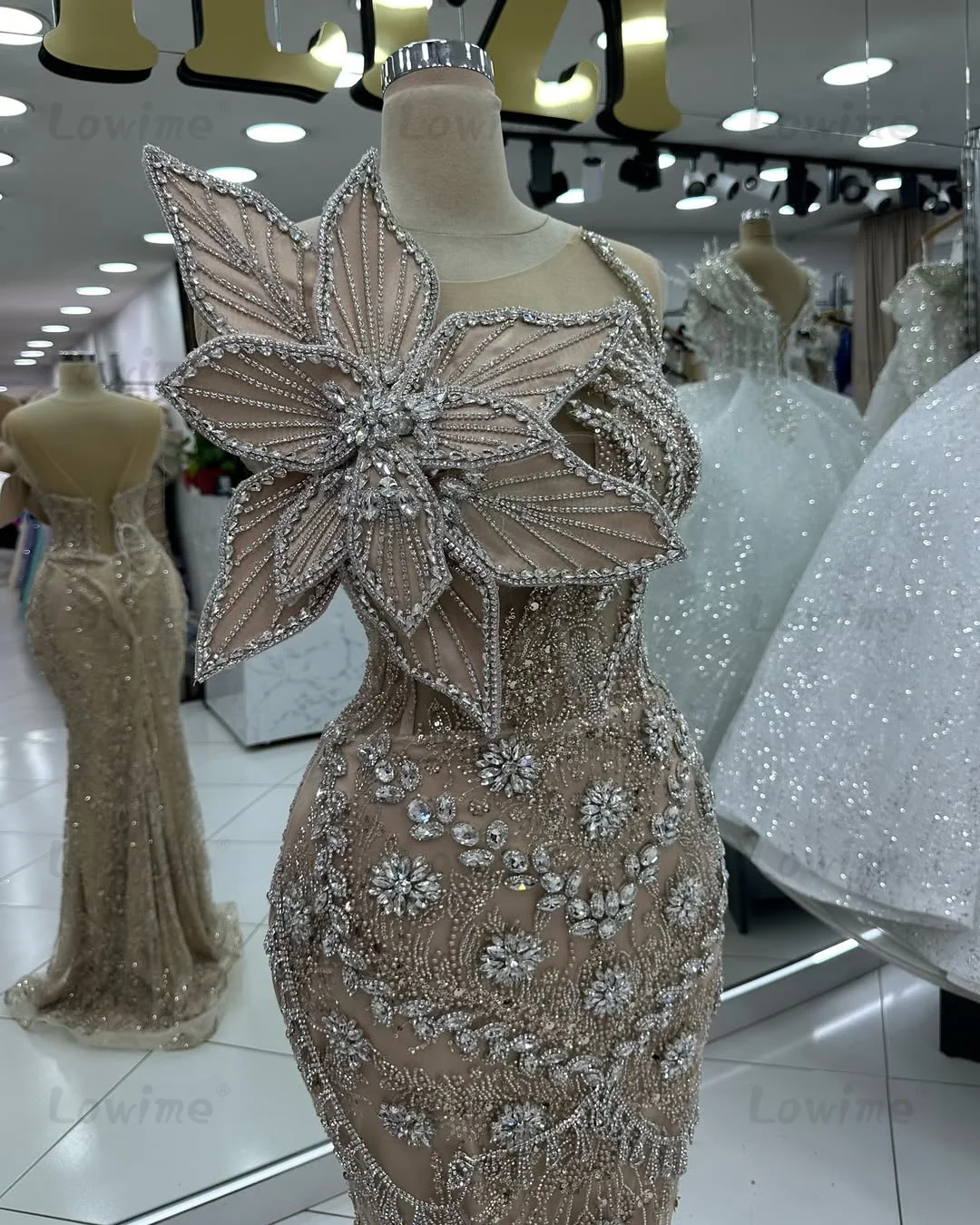 Champagner Arabische Abendkleider Meerjungfrau Langes Abendkleid Maßgeschneidert 2025, Damenparty, zweiter Empfang, Geburtstag, Verlobungskleider Image