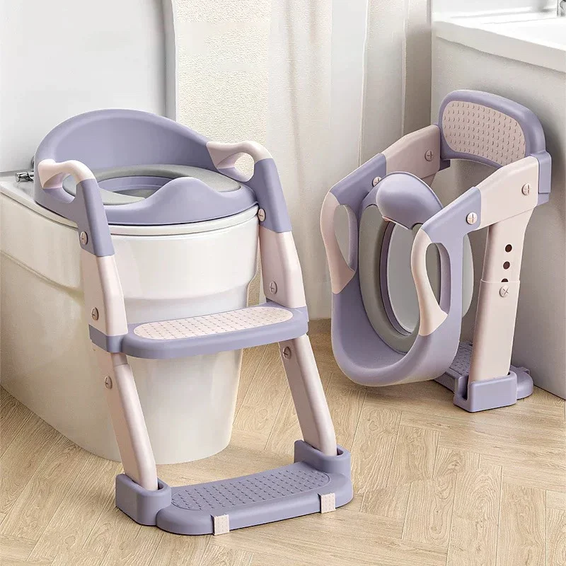 Kinder-Toilettensitz, Treppe, verstellbar, Baby-Toilette, Klappständer, Tritthocker, Toilettensitzring mit rutschfester Unterlage für Jungen und Mädchen