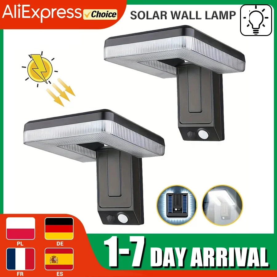 120 ° Solar-Wandleuchte – faltbare LED mit Bewegungsmelder und Fernbedienung, 3 Modi Außenlampe für Garten, Straße, Weg (IP65 wasserdicht)