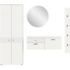 Garderoben-Set INOSIGN "VICENZA, 4-tlg., mit foraler Ornamentabsetzung in der Front", weiß, B:226cm H:192cm T:34cm, Kastenmöbel-Sets, best. aus.: Garderobenschrank, Schuhschrank, Spiegelschrank & Paneel