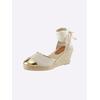 Keilsandalette HEINE, Damen, Gr. 37, silber (beige, platinfarben), Textil, Synthetik, modisch, Schuhe