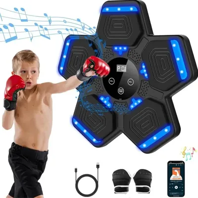 2024 Smart Bluetooth Music Boxing Machine with Gloves – Wall-Mounted LED Punching Target for Home