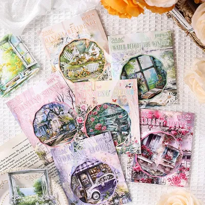 JIANQI 10 pcs/pack Vintage INS Large size Landscape Stickers Decorative Labels Diary Album hand made Scrapbooking supplies