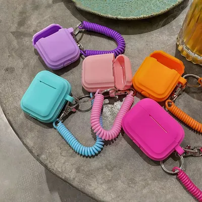 Fashion Spring Keychain For Apple AirPods 1/2/3/Pro Cover Wireless Silicone Earphone Case For