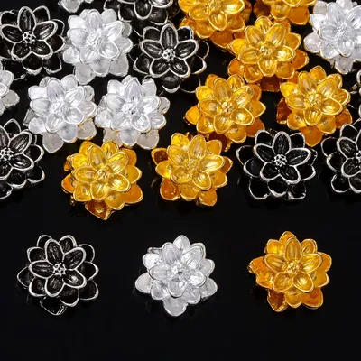 30pcs Retro Lotus Bead DIY Fashion Bead Bracelet Necklace Keychain Jewelry Accessories