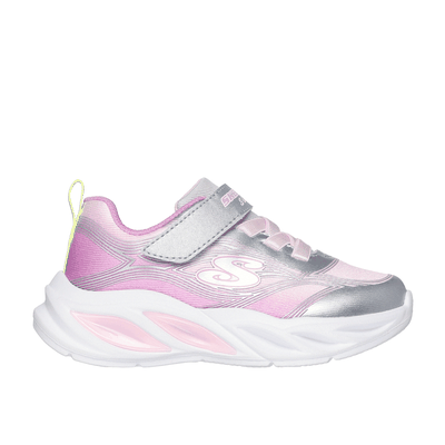 Skechers Girl's S-Lights: Cosmic Glow Sneaker | Size 7.0 | Silver | Textile/Synthetic