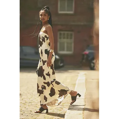 By Anthropologie Cow Print Bandeau Slip Dress