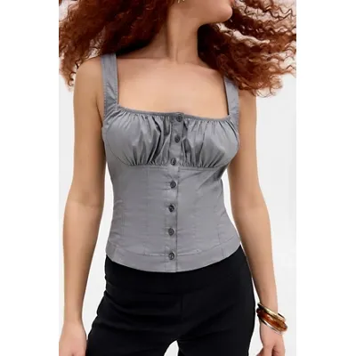 Silence + Noise Tia Tailored Cami - Grey L at Urban Outfitters