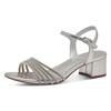 Sandalette TAMARIS, Damen, Gr. 39, grau (metallicgrau), Textil, Lederimitat, festlich, Schuhe, Blockabsatz, Festtagsschuh, Abendschuh mit funkelnden Schmucksteinen