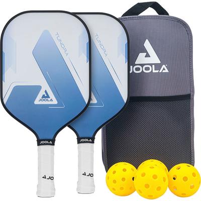 Pickleballschläger JOOLA "Tundra Pickleball Set", blau (blau, grau), RacketsportschlägerB:200mm L:406mm T:10mm, Inklusive 2 Schläger, 4 Bällen und Tasche, ideal für Freizeitspieler, B:200mm L:406mm T:10mm