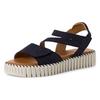 Sandalette TAMARIS, Damen, Gr. 41, blau (navy), Nubukleder, modisch, Schuhe, Riemchensandale, Sommerschuh mit geriffelter Plateausohle