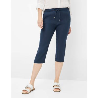 Culotte RAPHAELA BY BRAX "Style PHILIPPA CAPRI", Damen, Gr. 40K (20), Kurzgrößen, blau (navy), 61% Leinen, 18% Viskose, 18% Baumwolle, 3% Elasthan, Hosen Image